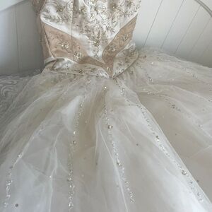 Elegant Cream and Tan Embellished Gown